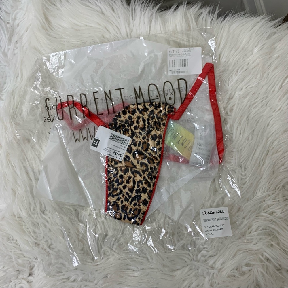 Current Mood Leopard Print and Red Bikini Lingerie Panty Bottom M